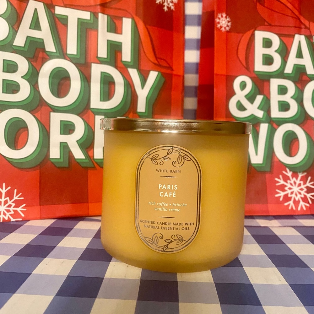 Paris Cafe Bath & Body Works NEW 3 WICK CANDLE White Barn discontinued